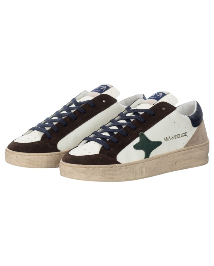 Sneakers Ama Brand Uomo Slam Ama B Deluxe Leather White Multicolo