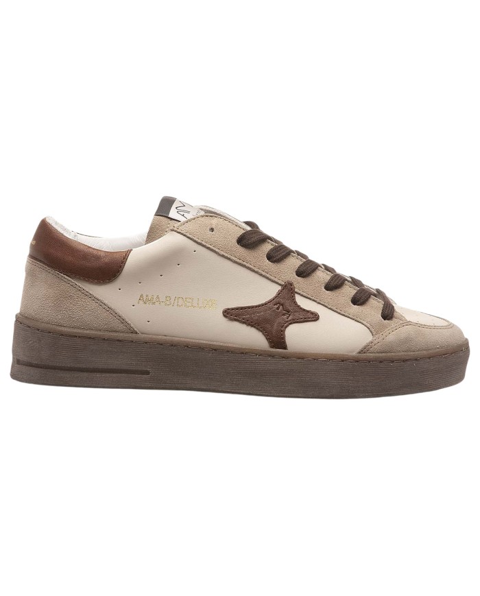 Sneakers Ama Brand Uomo Slam Ama B Deluxe Leather White Brown