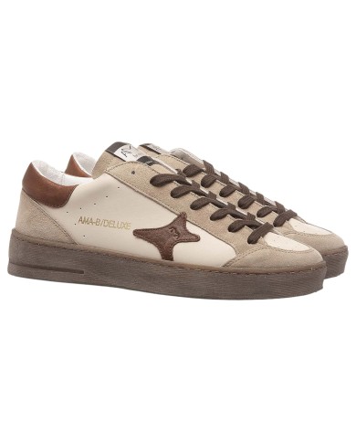 Sneakers Ama Brand Uomo Slam Ama B Deluxe Leather White Brown