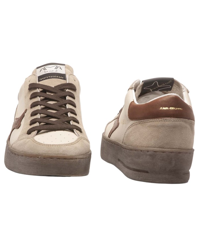 Sneakers Ama Brand Uomo Slam Ama B Deluxe Leather White Brown