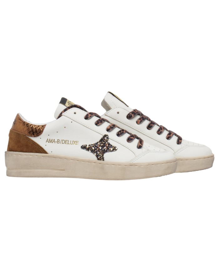 Sneakers Ama Brand Donna Slam Ama B Deluxe  White Brown Glitter