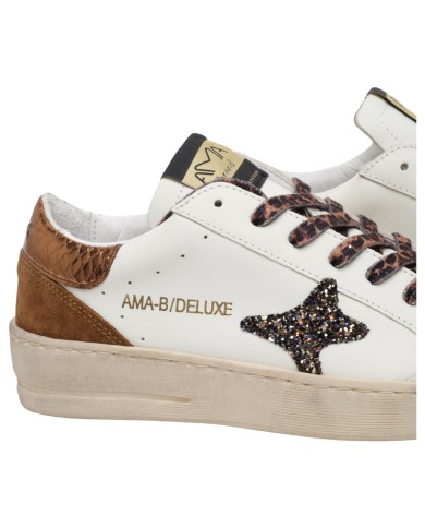 Sneakers Ama Brand Donna Slam Ama B Deluxe  White Brown Glitter