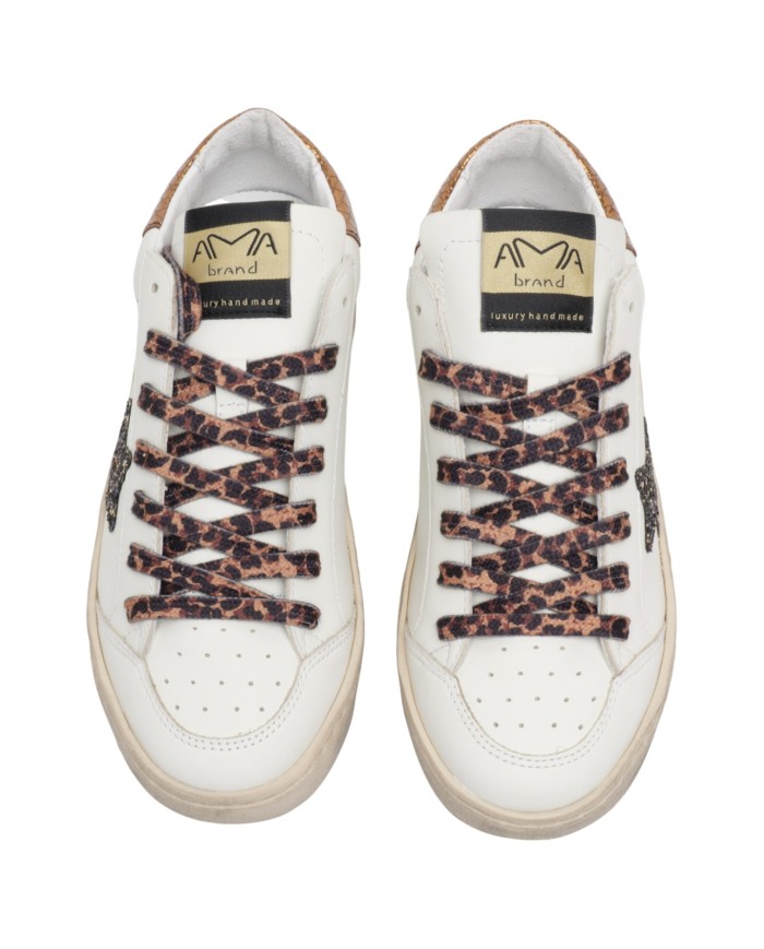 Sneakers Ama Brand Donna Slam Ama B Deluxe  White Brown Glitter