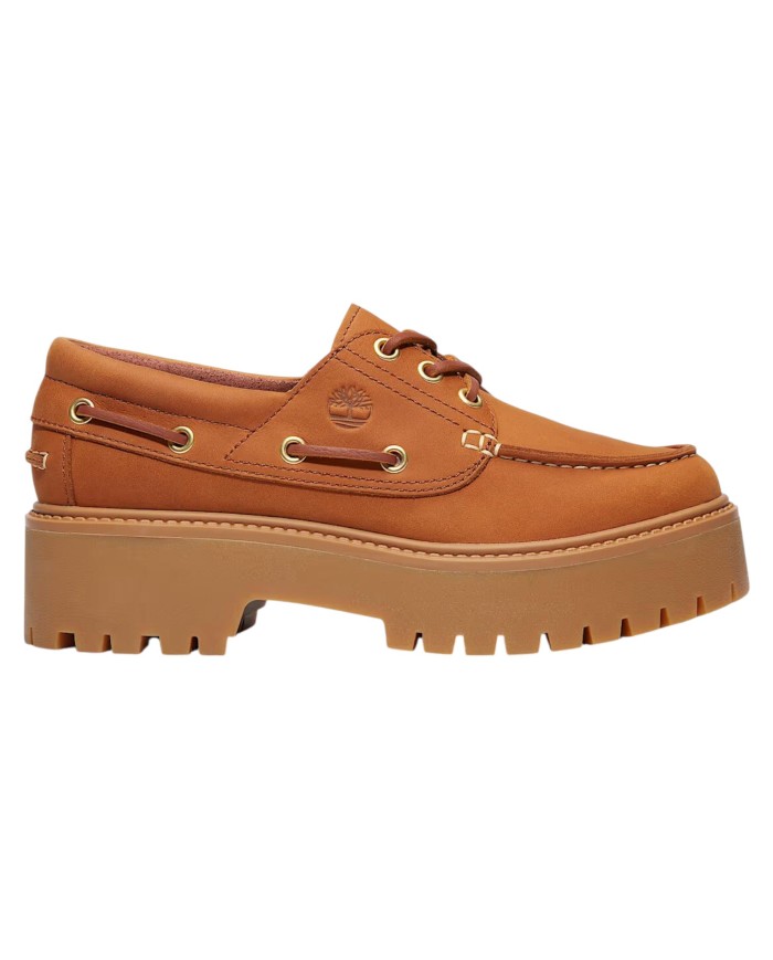 Mocassino Donna Platform Timberland Scarpa da Barca con Plateau Stone Street Boat Shoe Rust Nubuck Camel