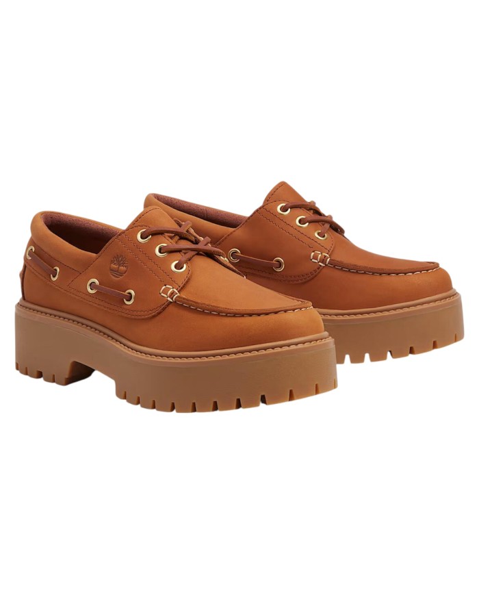 Mocassino Donna Platform Timberland Scarpa da Barca con Plateau Stone Street Boat Shoe Rust Nubuck Camel