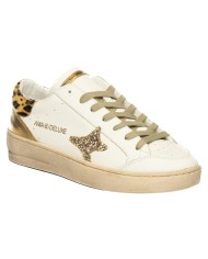 Sneakers Ama Brand Donna Slam Ama B Deluxe  White e Cavallino con stemma Glitterato