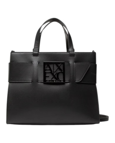 Tote Bag Donna Armani Exchange Fibbia Logo Leather Black