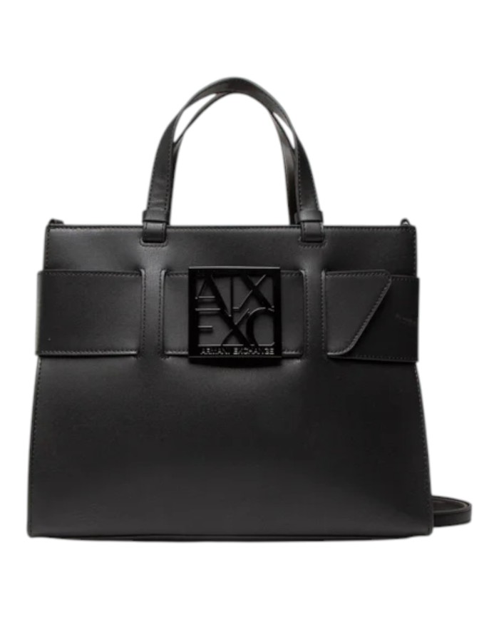Tote Bag Donna Armani Exchange Fibbia Logo Leather Black