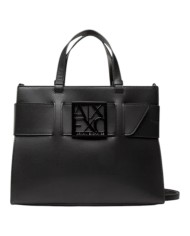 Tote Bag Donna Armani Exchange Fibbia Logo Leather Black