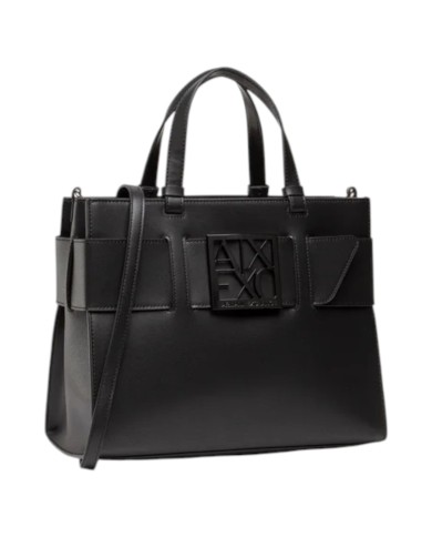 Tote Bag Donna Armani Exchange Fibbia Logo Leather Black