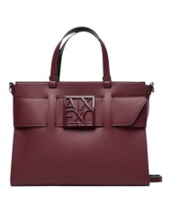 Tote Bag Donna Armani Exchange Fibbia Logo Leather Groove Bordeaux