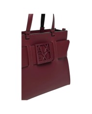 Tote Bag Donna Armani Exchange Fibbia Logo Leather Groove Bordeaux