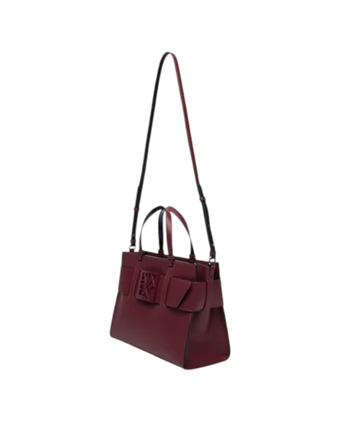 Tote Bag Donna Armani Exchange Fibbia Logo Leather Groove Bordeaux