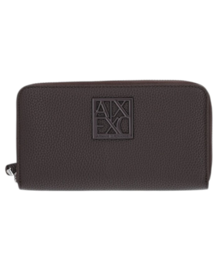 Portafoglio Armani Exchange Donna Metal Logo Leather Dark Brown