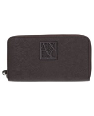 Portafoglio Armani Exchange Donna Metal Logo Leather Dark Brown