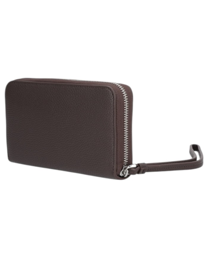 Portafoglio Armani Exchange Donna Metal Logo Leather Dark Brown