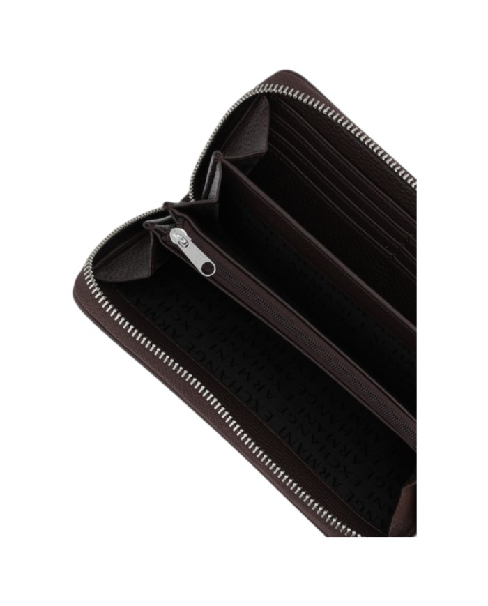 Portafoglio Armani Exchange Donna Metal Logo Leather Dark Brown