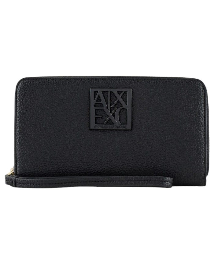 Portafoglio Armani Exchange Donna Metal Logo Leather Black