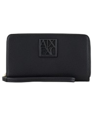 Portafoglio Armani Exchange Donna Metal Logo Leather Black