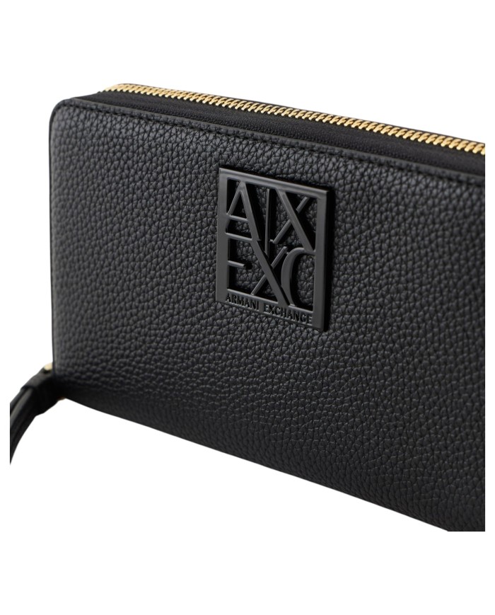 Portafoglio Armani Exchange Donna Metal Logo Leather Black