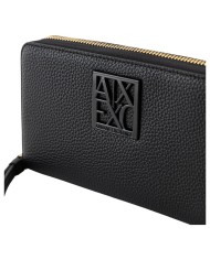 Portafoglio Armani Exchange Donna Metal Logo Leather Black