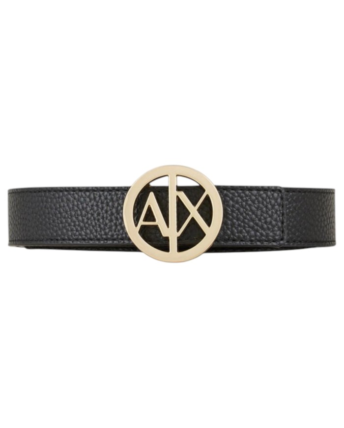 Cintura Donna Armani Exchange Logo Double Face Leather Black Gold