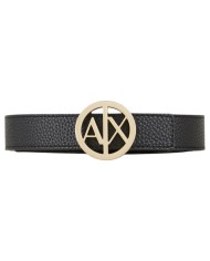 Cintura Donna Armani Exchange Logo Double Face Leather Black Gold