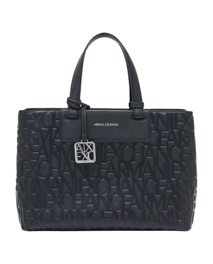 Borsa A Mano Donna Armani Exchange Con Tracolla Embossed Logo Leather Black