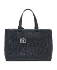 Borsa A Mano Donna Armani Exchange Con Tracolla Embossed Logo Leather Black