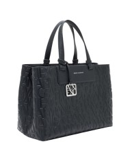 Borsa A Mano Donna Armani Exchange Con Tracolla Embossed Logo Leather Black