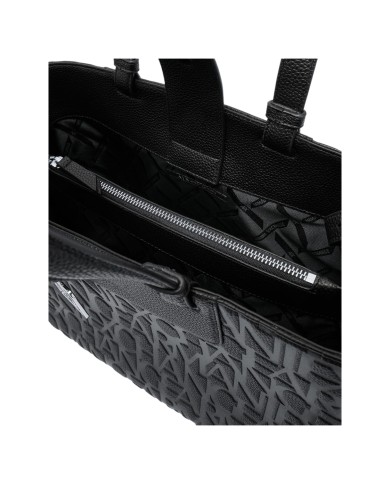 Borsa A Mano Donna Armani Exchange Con Tracolla Embossed Logo Leather Black