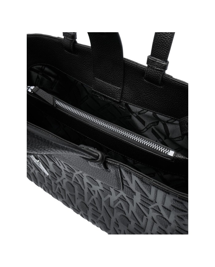 Borsa A Mano Donna Armani Exchange Con Tracolla Embossed Logo Leather Black