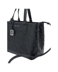 Borsa A Mano Donna Armani Exchange Con Tracolla Embossed Logo Leather Black