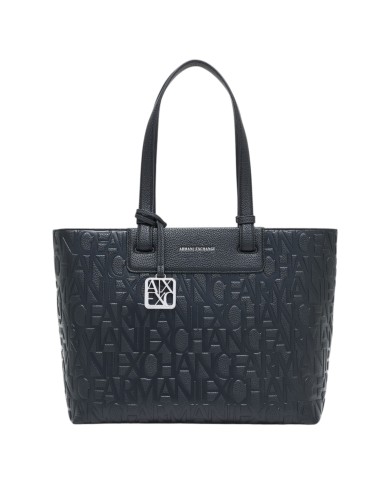 Shopper Donna Armani Exchange Con Tracolla Embossed Logo Leather Black Copia