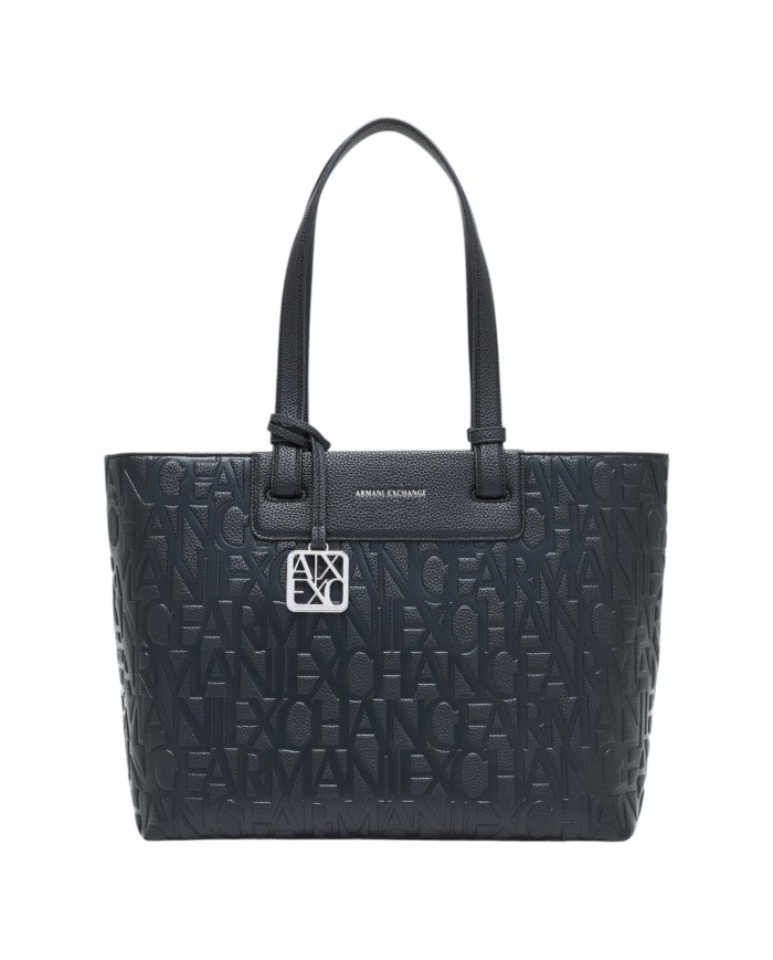 Shopper Donna Armani Exchange Con Tracolla Embossed Logo Leather Black Copia