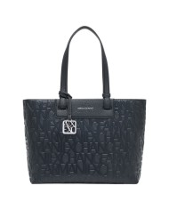 Shopper Donna Armani Exchange Con Tracolla Embossed Logo Leather Black Copia