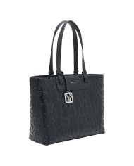 Shopper Donna Armani Exchange Con Tracolla Embossed Logo Leather Black Copia