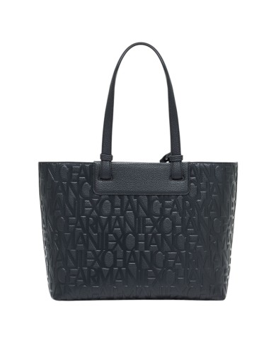 Shopper Donna Armani Exchange Con Tracolla Embossed Logo Leather Black Copia