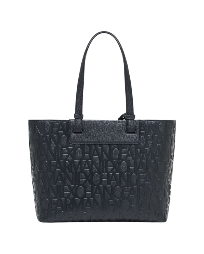Shopper Donna Armani Exchange Con Tracolla Embossed Logo Leather Black Copia