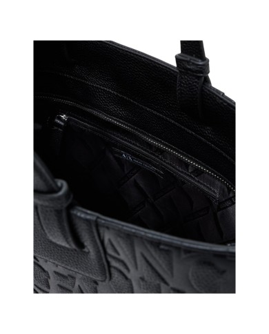 Shopper Donna Armani Exchange Con Tracolla Embossed Logo Leather Black Copia