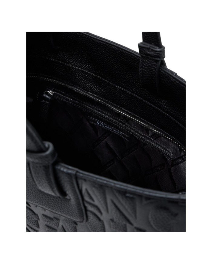 Shopper Donna Armani Exchange Con Tracolla Embossed Logo Leather Black Copia
