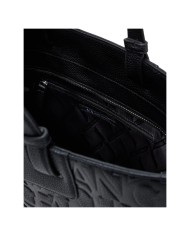 Shopper Donna Armani Exchange Con Tracolla Embossed Logo Leather Black Copia