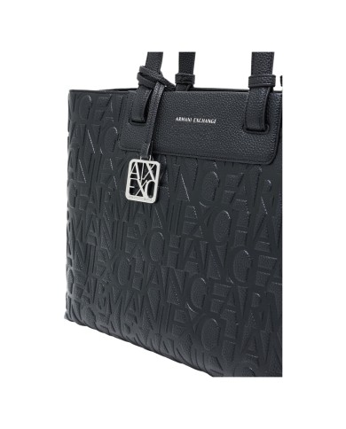Shopper Donna Armani Exchange Con Tracolla Embossed Logo Leather Black Copia