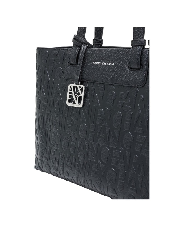 Shopper Donna Armani Exchange Con Tracolla Embossed Logo Leather Black Copia