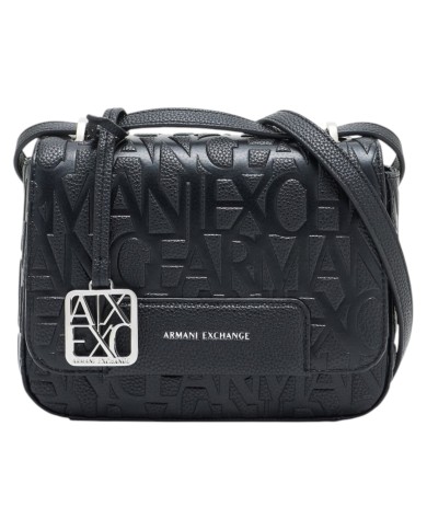 Tracolla Donna Armani Exchange A X Embossed Logo Leather Black