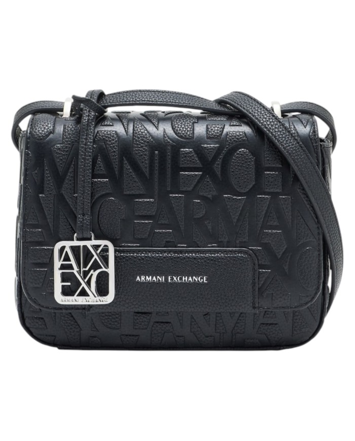 Tracolla Donna Armani Exchange A X Embossed Logo Leather Black