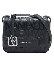 Tracolla Donna Armani Exchange A X Embossed Logo Leather Black