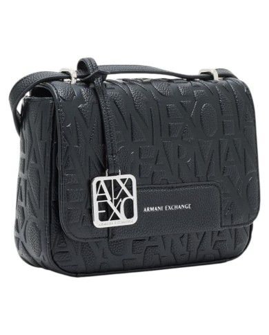 Tracolla Donna Armani Exchange A X Embossed Logo Leather Black