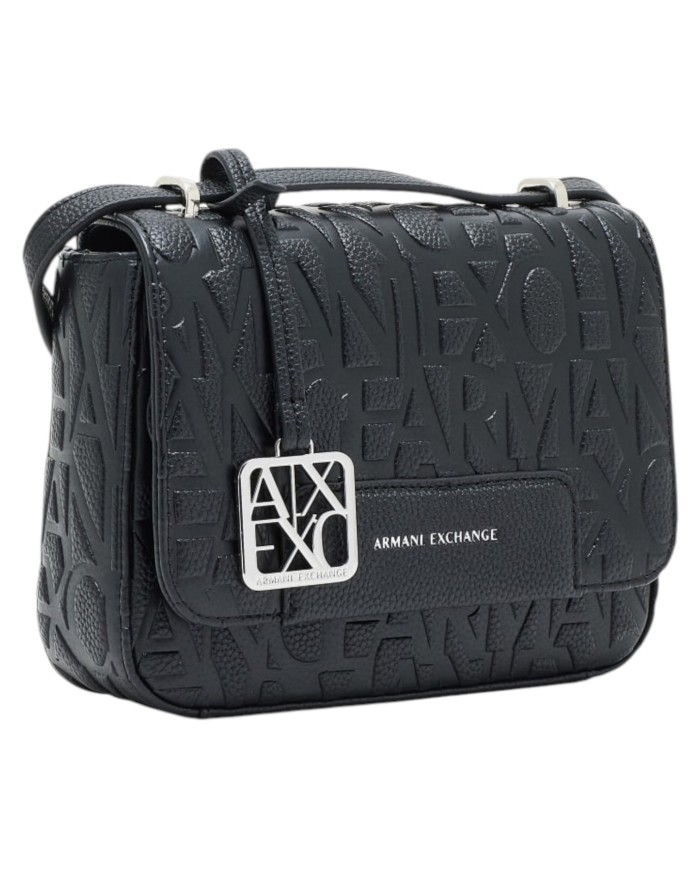 Tracolla Donna Armani Exchange A X Embossed Logo Leather Black