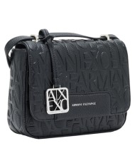 Tracolla Donna Armani Exchange A X Embossed Logo Leather Black